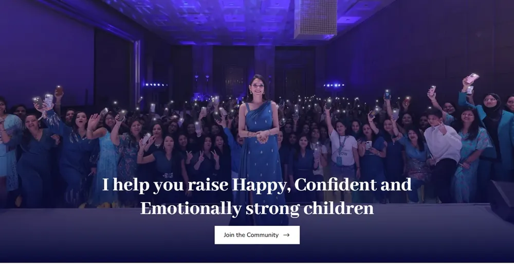 Riddhi Deorah on stage with mothers from her Easy Parenting Hub community